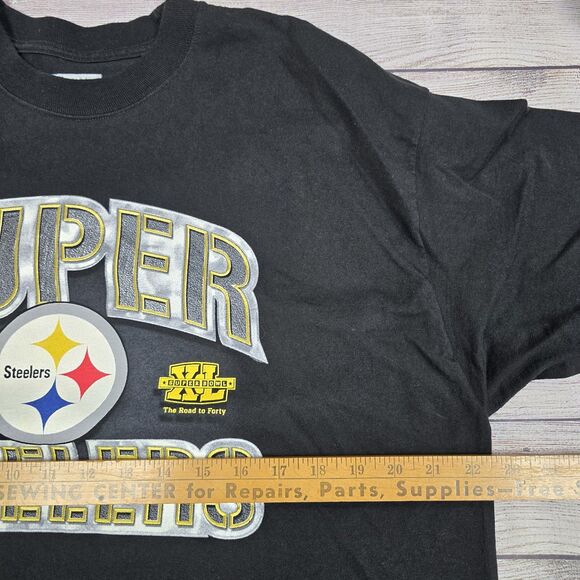 Vintage Y2K Reebok Pittsburgh Steelers Super Steelers AFC Black T-Shirt Sz Large - Picture 7 of 8